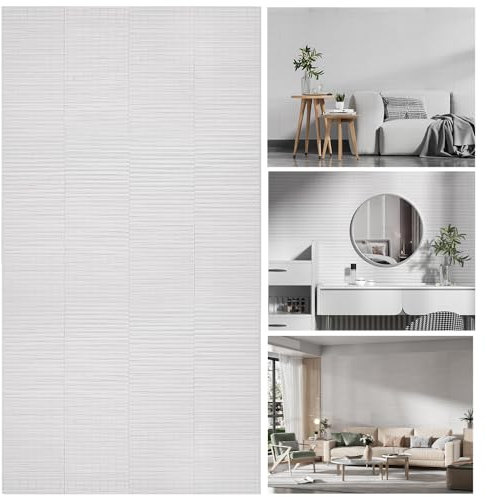 SINGULARWOOD Bambus-Wandverkleidung für Heimdekoration, Verkleidungen und Deckenverkleidung, 120 x 30 cm, 4 Packungen, Reinweiß