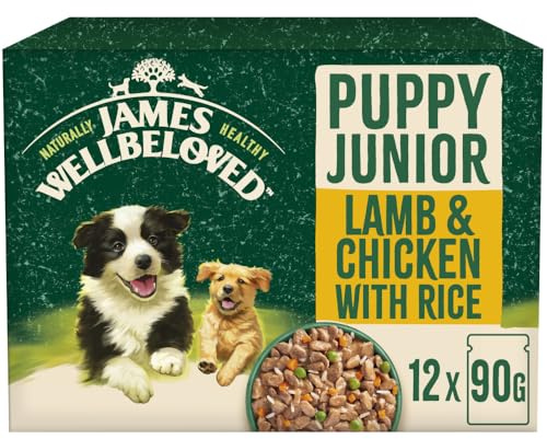James Wellbeloved Grain Free Puppy Dog Food with Lamb and Chicken in Gravy Pouch 12 x 90 g