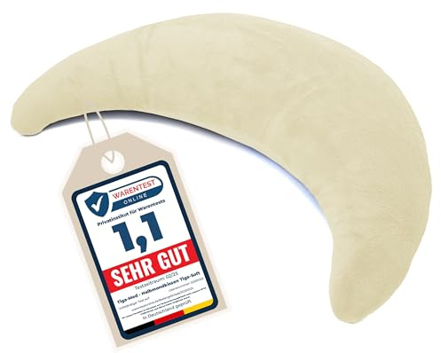 Tiga-Med TIGA-Soft XL - Almohada ergonómica para el cuello, cojín de lactancia, con microperlas, para relajarse, dormir, leer y amamantar, funda lavable por separado a 40 °C (beige)
