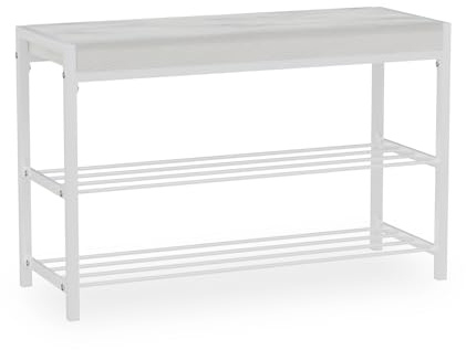 Vicco Panca per scarpe Borneo, Bianco, 80 x 52 cm, utilizzabile per riporre le scarpe e come seduta