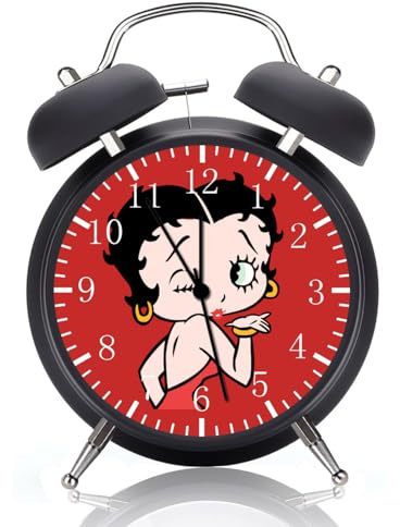 HDecor Twin Bell Betty Alarm Desk Clock with Night Light Quite Silent Non-Ticking 4 Inches Metak and Glass Face Great for Decor or Gifts G186