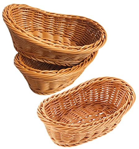 MAGICLULU 3 Piezas Cestas Tejidas De Plástico para Guardar Refrigerios Cestas De Almacenamiento para Cocina para Pan y Fruta para Servir Comida y Verduras La Mesa