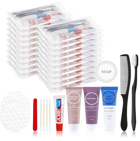 Kits de artículos de tocador desechables a granel, suministros de viaje, esenciales para el cuidado de la higiene personal, hombres y mujeres, juegos de aseo de tamaño de prueba para hotel, campamento