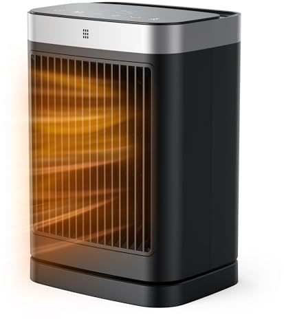 Heizlüfter Energiesparend mit Fernbedienung, 2000W Klein Heizung Elektrisch, Thermostat, 12h Timer, 3 Modus, Heater Überhitzungs Und Kippschutz, 75° Oszillation, PTC Keramik Elektroheizung (A)