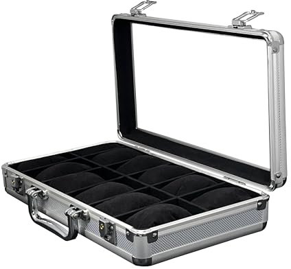 MR Maestro Relojero - Robuste Aluminium Uhrenbox | Platz für 12 Uhren und Schmuck | Ideal für Herrenuhren Watch | Wasserdicht, Aluminium