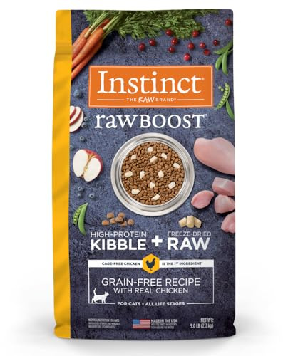 Instinct Raw Boost, Natural Dry Cat Food with Freeze Dried Pieces, High Protein, Grain Free Recipe - Real Chicken, 5 lb. Bag