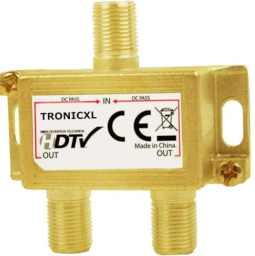 TronicXL Highend 2-Fach SAT Splitter DVBT2 DVBC Antennenverteiler Verteiler Weiche F-Buchse zb für Kabelfernsehen Unitymedia Sky Vodafone Unicable hd tauglich 4K 3D digital Satellitenverteiler 2fach