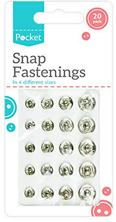 20 Sew on Snap Fasteners Fastenings 4 Assorted Sizes Metal Clothes Poppers