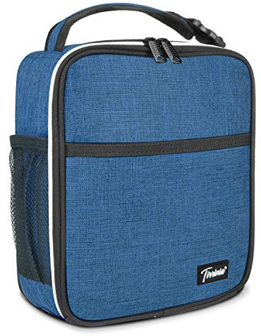 Tirrinia Insulated Kids Lunch Box Back to School, Portable Small Lunch Bag for Office Work Picnic, Reusable Compact Lunchbox Cooler Bag for Boys, Girls,Adults, Dark Blue