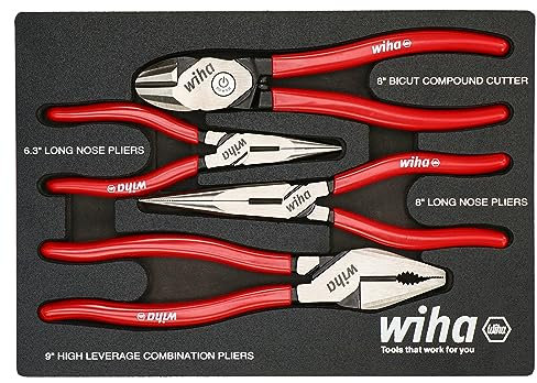 Wiha 4 Piece Classic Grip Pliers and Cutters Tray Set