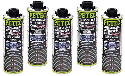 5 X PETEC 1L protezione da pietrisco e sottoscocca nero verniciabile