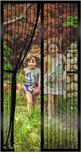 MagicQCraft Magnetic Fly Screen Door 110 * 220cm, Heavy Duty Bug Mesh Curtain with Powerful Magnets Keep Bugs Out (Black)