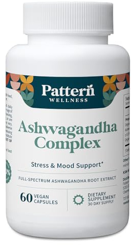 Pattern Wellness Ashwagandha Complex for Men & Women – Organic KSM-66® & Black Pepper Extract – Supports Stress Response & Energy Balance – Non-GMO – 60 Vegan Capsules