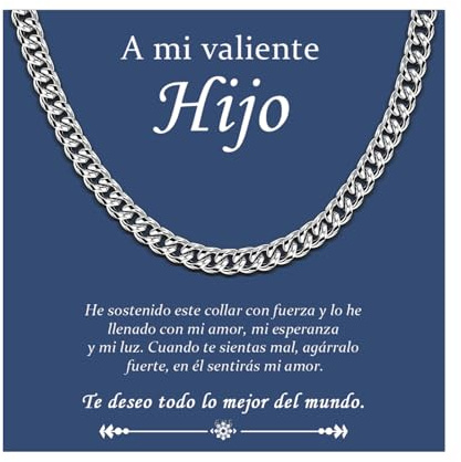 CheersLife Collar Hijo Regalo para Hijo 20 años Cadena Plata Hombre Cadena Plata Regalos Originales Para Hombre Regalo Navidad Cumpleaños - 18 Pulgadas