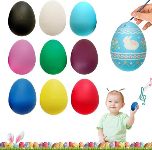 Shaker de Huevo,Maracas de Huevo,Maracas en Forma De Huevos,Huevos Musicales para Fiesta Infantil Cesta de Pascua Caza de Pascua,Musikinstrument Egg Shaker (9PC)