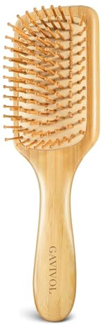 GAVIVOL Bamboo Hair Brush for Hair Growth Natural Bamboo Bristles Detangling Wooden Hair Brush with Ergonomic Handle Ideal for Scalp Massage Perfect for Women Men and Kids All Hair Types