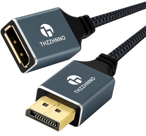 Thzzhnno DisplayPort förlängningskabel 0.5M, DisplayPort 4K Hane till Hona Kabel, DP till DP förlängningskabel 4K@60Hz för spelmonitor, Grafik, Dator
