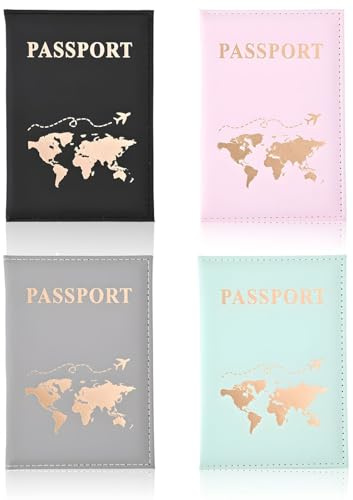 Fysaran Reisepasshülle Reisepasshüllen, Passport Hülle 4 Stück PU -Passschutzfall Passhalter Flugkartesinhaber für Kreditkarten Ausweis Reisedokumente Travel Organizer Dokumente