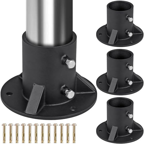 Insaga Lot de 4 brides de sol pour clôture à chaîne, 76 mm, base de poteau rond, supports de boîte aux lettres pour poteaux ronds en métal, convient pour les tubes/poteaux d'un diamètre extérieur