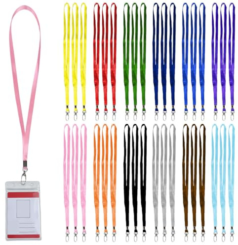 ASOUUNLD 36 Piezas Correa para Cuello Llaves, 45CM Cordon de Cuello con Clip Lanyards Colores Gancho Metálico Cordones de Insignia para Cuello para Las Tarjetas de la Empleados, Visitantes
