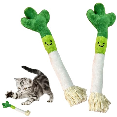Lguaquanx 2 piezas de juguetes para gatos con hierba gatera, juguete de cebolla verde, interactivo y para jugar tú mismo, cojín para gatos para gatitos en casa, limpieza de dientes