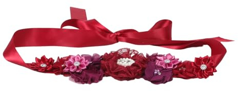 Beaupretty Cintura da Sposa Floreale Premaman in Raso Fascia per Gravidanza, Accessorio Fotografico per Maternità e Abiti da Damigella, Cintura Decorativa per Shower e Cerimonie
