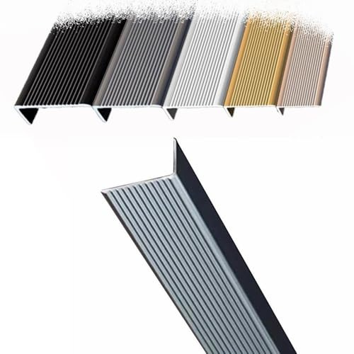 Genérico Perfil Antideslizante para Bordes de escaleras, 91 cm (36'') de Metal en Forma de L, Protector de Bordes para Interiores y Exteriores, Anchos de 5 cm (2'') y 10 cm (4''), Acabado Gris durade