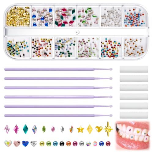 580 Pcs Gemas Dentales Kit Gemas Dentales Con 5 Rollos Algodón | 5 Cabezales Cepillo Mini,5 Palillos Pulido,Deslumbrante Llamativo,Para Fiestas Celebraciones Festivas Juegos De Rol