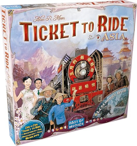 Days of Wonder Ticket to Ride Asia Board Game Expansion Ages 8 Plus For 2 to 6 players Average Playtime 30-60 Minutes, Multicolour