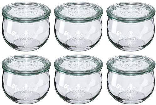 Weck - Glas in Tulpenform 0,5l Rundrand 100 mit Deckel - 6-teilig/1St
