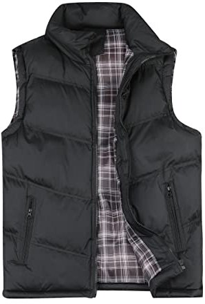 YOUTHUP Herren Steppweste Dicke Freizeit Winterweste Bodywarmer Outdoor Wärme Gilet Stehkragen, Schwarz, L