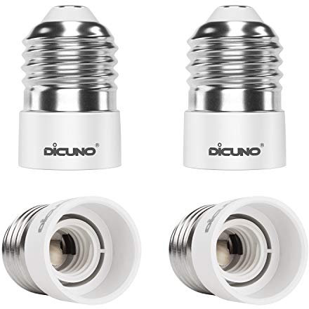 DiCUNO E27 auf E14 Lampensockel Konverter, Adapter Fassung von große zu kleine Edisongewinde, E27 bis E14, hitzebeständig, Für LED Lampe, Glühlbirne und CFL-Birne, 4er Pack