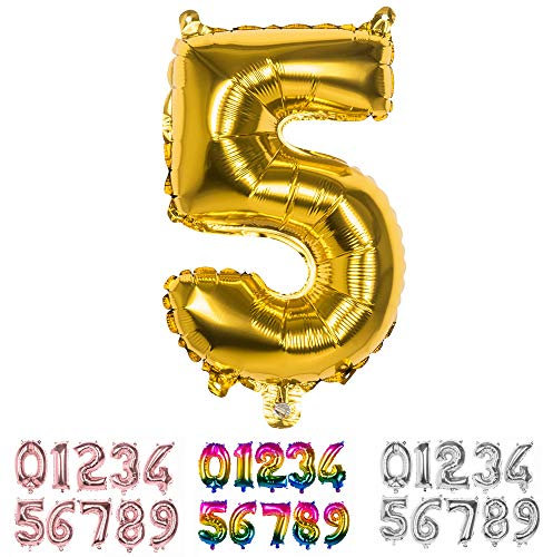Boland - Palloncino in foil numero, dimensione cm 36, color oro, palloncino numero, numero, palloncino, pallone, compleanno, anniversario, compleanno bambini, decorazione, regalo