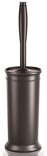 UPTRONIC Toilet Brush, Toilet Bowl Brush with Extra Long Handle Durable Bristles Toilet Scrubber and Covered Holder for Toilet Brush Set for Bathroom Cleaning (Brown, 1 Set)