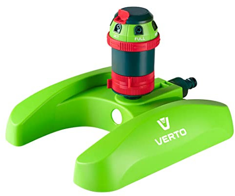VERTO Flächenregner - 6 Verschiedene Sprühbilder, Garten Bewässerung bis 350 m² - Multi Rasensprenger - Sprinkleranlage Garten - Grün Sektorenregner