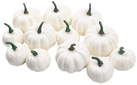 Baoblaze 12 Stück Künstliche Kürbisse Kürbis Deko Zierkürbis Künstlicher Kürbis Kunstpflanze Set für Halloween Dekoration Herbstdeko Set,6 groß + 6 klein