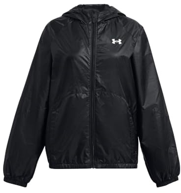 Under Armour Girls Sport Windbreaker Jacket, (001) Black / / White, Large