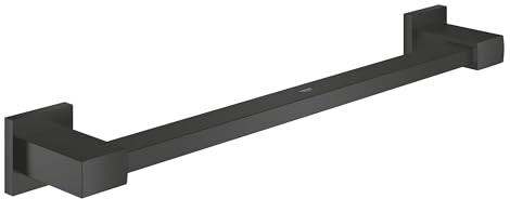 GROHE Start Cube, Wannengriff (für Sicherheit in der Wanne, 45cm lang, Bohrabstand 50cm, zum Bohren, inkl Dübel und Schrauben, verdeckte Befestigung), eckig, schwarz, 410952430