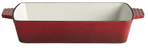 APS 88310 «5 STARS» cacerola, fuente de horno, hierro fundido, apta para inducción, resistente al horno, 33 x 24 cm, altura 6,5 cm, 3,5 litros, rojo