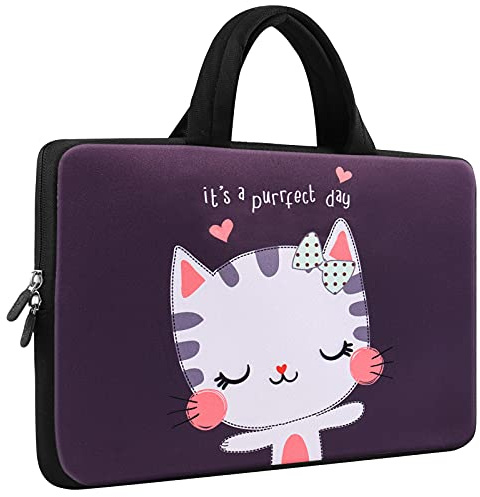 Mibbxea Custodia con Maniglia per Laptop 15-15,6 Pollici, Borsa da Trasporto per Chromebook Ultrabook 15 Pollici,Custodia in neoprene per Computer Dell HP Lenovo ASUS Acer (Gatto)