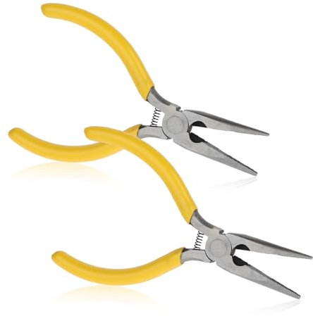 2 Stück Schmuckzange Spitzzange mit Zähnen Kettenzange Kleine Zange Drahtschneider Lange Spitzzange für Schmuckherstellung Drahtwicklung Kunsthandwerk Schmuckreparatur Leiterplattenreparatur Basteln