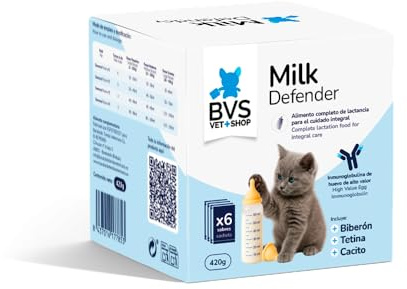 BVS Vet Shop | Leche Maternizada para Gatos Milk Defender | Alimento Completo de Lactancia para el Cuidado Integral de Gatos Cachorros | 1 unid. x 140 gr