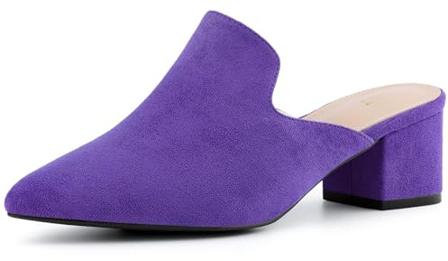 Allegra K Mules da donna senza lacci a punta con tacco grosso, Viola, 39 EU