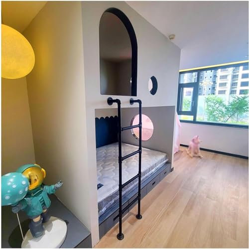 FTOMIKA Échelle Murale pour lit superposé, décoration intérieure et étagères, Tube métallique épais et Solide pour Une Escalade en Toute sécurité, échelle d'escalade en métal pour Camping-Car, remor