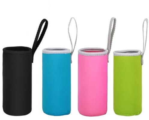 TSUOUKL Neopren Flaschenhülle Isoliert, 4er Set Thermo-Schutzhülle für Wasserflaschen, Trinkflaschen aus Glas, Edelstahl & Mehr, Praktische Neoprentasche mit Isolierfunktion