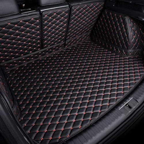 HIPATU Piena Copertura Auto Bagagliaio Pelle Tappetino per Mercedes Benz AMG GLB 35 SUV 2019 2020 2021 2022 2023 2024 2025, AntiGraffio Scivolo Pelle Copri Baule Auto Vasca,BlackRed