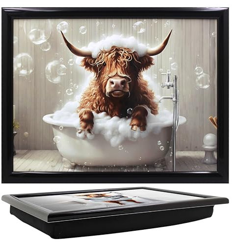 Lesser & Pavey Urban Art Plateau d'ordinateur Portable Motif Vache Highland Wow pour Servir la Nourriture et Le Petit déjeuner | Plateaux Confortables avec Coussin de Pouf pour la Maison et Un Usage