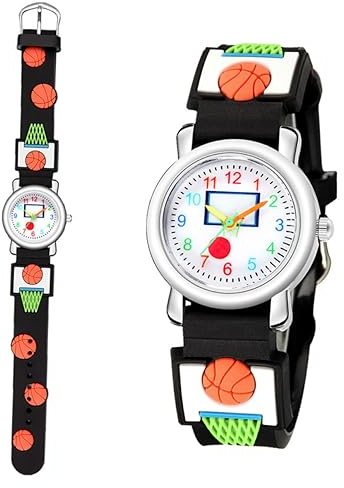 BESPORTBLE Orologio 3d per Bambini Design a Cartone Animato e Pallacanestro, Cinturino in Silicone e Pc, Apprendimento, Regalo per Ragazzi e Ragazze Colore Casuale