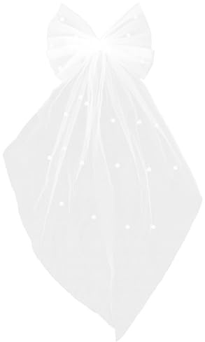 Tinoaly Bride to Be Veil, White Bow Bachelorette Hen Do Party Veil Wedding Accessory for Bridal Shower Engagement Bachelorette Party Bride to Be Gift