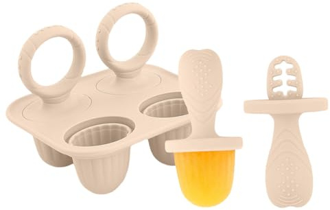 Alimentador de frutas para bebés, moldes para polos de hielo, alimentador de frutas para bebés, alivio de la dentición, moldes de silicona para paletas, mordedor reutilizable con asa, utensilios de